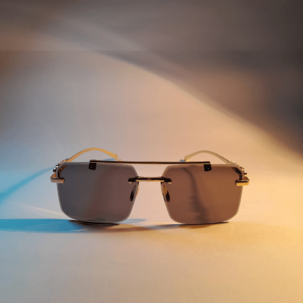 Unisex Rectangular Sunglasses - Gold Metal Frame, UV Protection